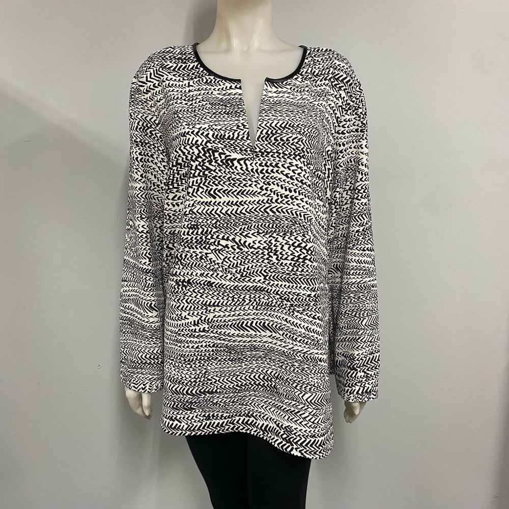 Nic + Zoe 'In Stitches' Print Split Neck $168 Top Shirt Plus Blouse 2x NEW